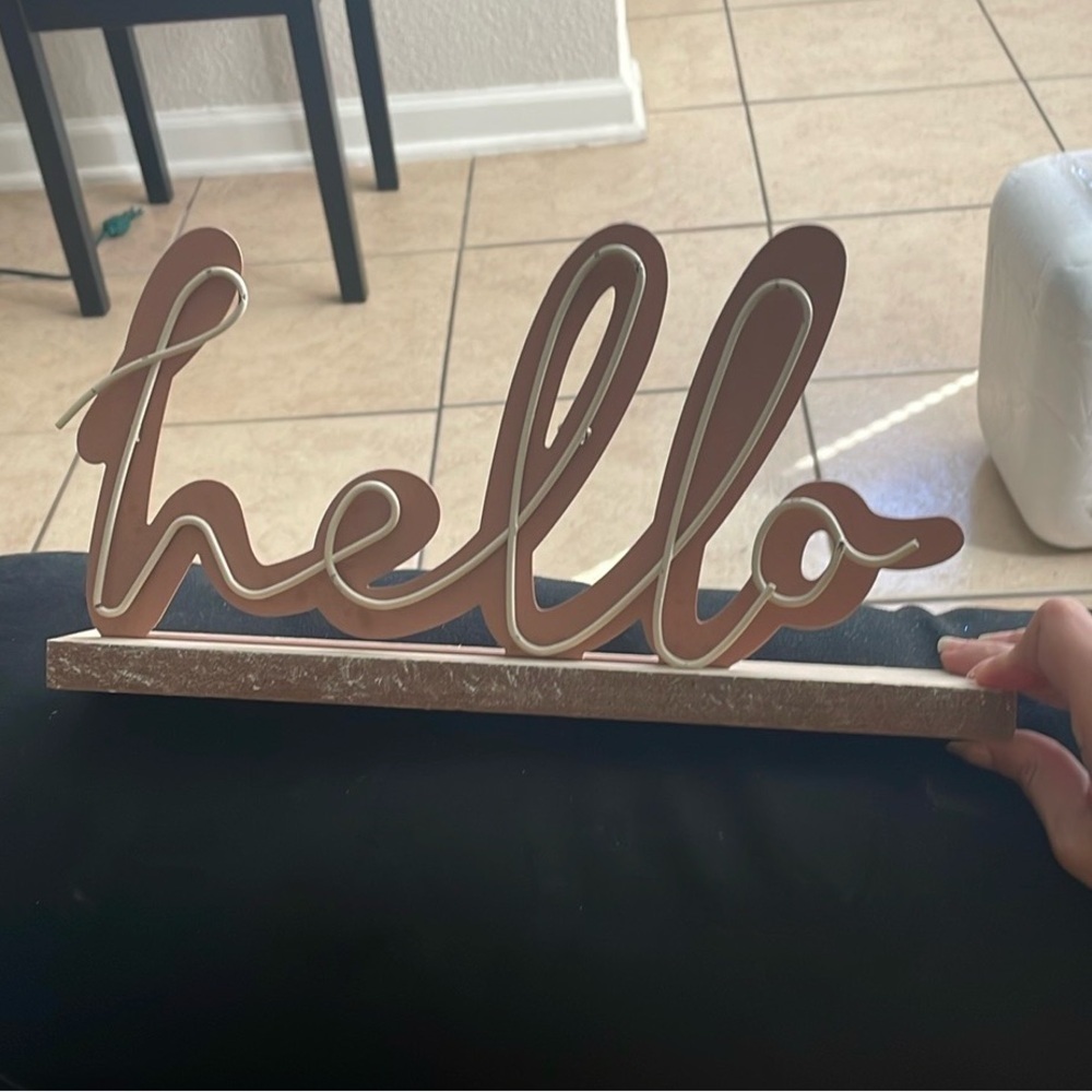 Pink 'Hello' Decorative Sign